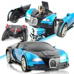 Машинка Трансформер Bugatti Car Robot Size 1:12 СИНЯ З ПУЛЬТОМ (212)