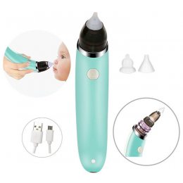Безопасный детский электронный аспиратор назальный для носа (соплеотсос для малышей) Бирюзовый