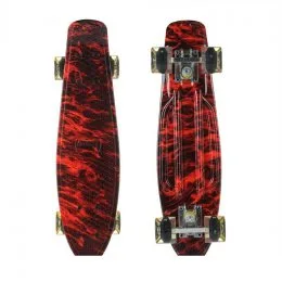 Пенни Борд Best Board 25, двухсторонний окрас, колёса PU светятся Пламя
