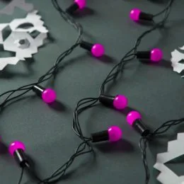 Світлодіодна гірлянда «НИТКА КУЛЬКИ» 50 led , чорний кабель, рожевий)