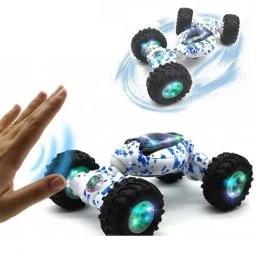 Детская трюковая машинка перевертыш Storm Climbing Car управление рукой Белая с синим