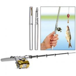 Складная мини удочка 97 см Fishing Rod In Pen Case Black серая