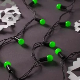 Світлодіодна гірлянда «НИТКА КУЛЬКИ» 50 led , чорний кабель, зелений)