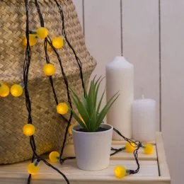 Світлодіодна гірлянда «НИТКА КУЛЬКИ» 50 led , чорний кабель, жовтий)
