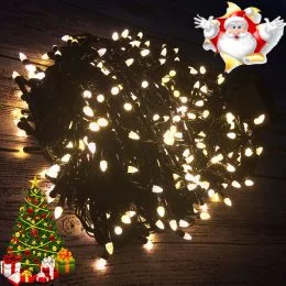 Новогодняя гирлянда -нить "Конус" 600 Led 25 м (черный провод, желтый+белый)