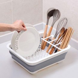 Сушилка для посуды силиконовая складная кухонная сушка органайзер (205)