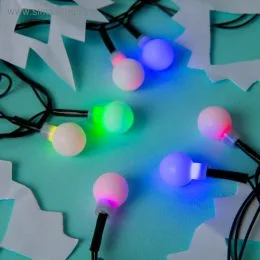Світлодіодна гірлянда «НИТКА КУЛЬКИ» 50 led , чорний кабель, мульти)