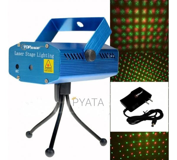 Комнатный лазерный проектор Mini Laser Stage Lighting с треногой RD-7196 (12 рисунков)