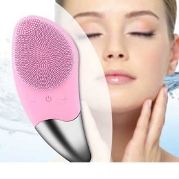 Электрическая силиконовая массажная щетка-массажер для чистки лица Sonic Facial Brush BR-020 Розовый (509)