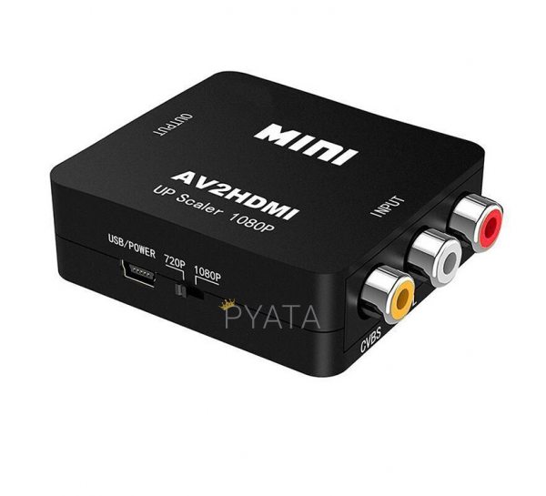 Конвертер відеосигналу AV в HDMI чорний