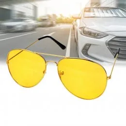 Очки антифары для ночного вождения антибликовые авиаторы HLV Night View Glasses Желтые (237)