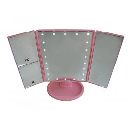 Косметичне складне дзеркало Led Mirror з LED підсвічуванням pink