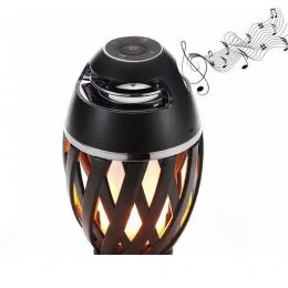 Беспроводная портативная Bluetooth колонка - ночник Sunroz Flame Atmosphere BTS-596 LED камин Черный