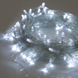 Новогодняя гирлянда-нить 100 Led 7 м (прозрачный провод, холодный белый)