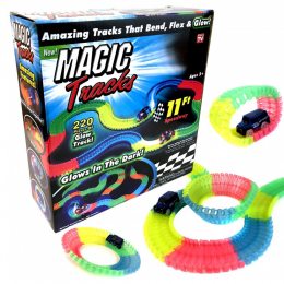 Magic Tracks гнущий светящийся трек 220 деталей, Гоночный трек игрушка, конструктор - подарок для детей