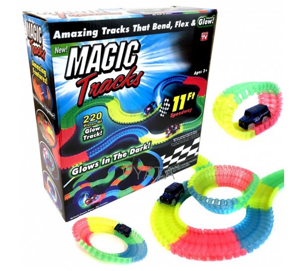Magic Tracks гнущий светящийся трек 220 деталей, Гоночный трек игрушка, конструктор - подарок для детей