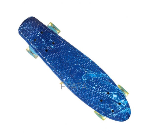Скейт Пенні борд Best Board 24, колеса PU Сяючі Блакитний лід (односторонній забарвлення)