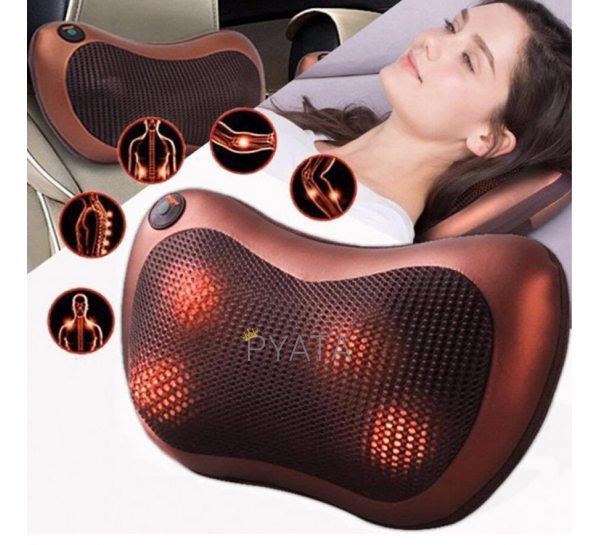 Роликова масажна подушка з інфрачервоним прогріванням Massage Pillow на акумуляторі