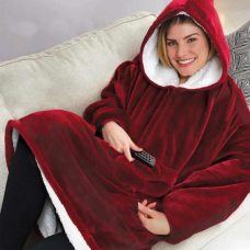 Толстовка - плед з капюшоном HUGGLE HOODIE КОВДРА, плед з рукавами ЧЕРВОНИЙ (NM-500)