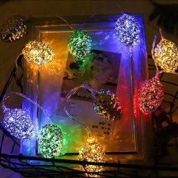 Led гірлянда "Срібні шишки", 10 ламп, 1,5 м, кольорова (ЕМ)