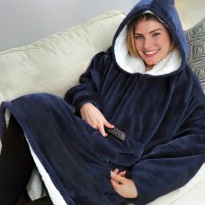 Толстовка - плед з капюшоном HUGGLE HOODIE КОВДРА, плед з рукавами СИНІЙ (NM-505)