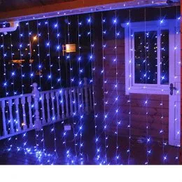 Xmas Гирлянда Водопад Синий 240 LED (прозрачный провод,2.5*1.5)
