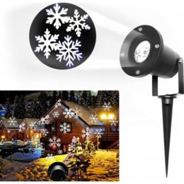 Влагозащищенный лазерный проектор белые снежинки для улицы и помещений Outdoor Lawn White Snowflake 02-12 (EM)