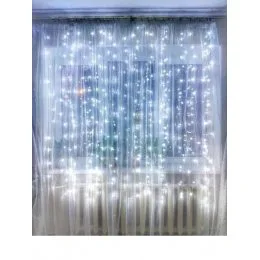 Xmas Гирлянда Водопад Белый 240 LED (прозрачный провод,2.5*1.5) 