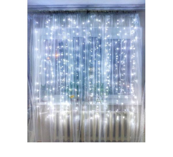 Xmas Гірлянда Водоспад Білий 240 LED (прозорий провід, 2.5 * 1.5) 