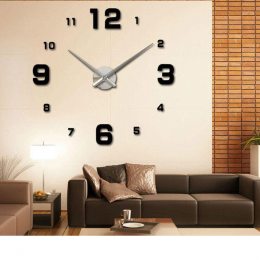 Часы настенные 3D DIY Clock NEW (с цифрами) ZH005 Black (205)