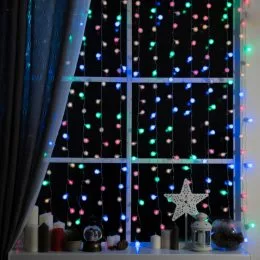 Гірлянда "Завісу" 0.5 х 3 м , IP20, прозора нитка, 120 LED, світіння мульти, 8 режимів, 220 В