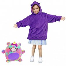 Дитячий плед толстовка халат з капюшоном і рукавами huggle pets hoodie, Єдиноріг