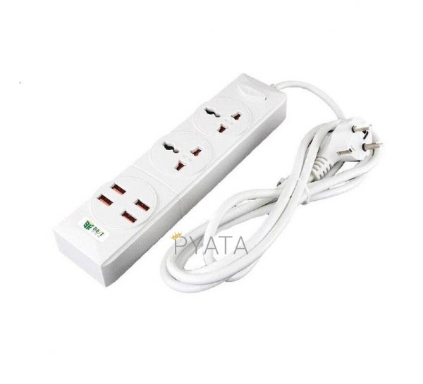 Подовжувач Remax BKL-08 2 Socket/4 USB/Кабель 200см Білий