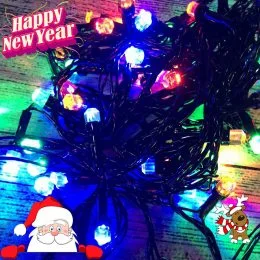 Новогодняя гирлянда -нить "Кристалл" 100 Led 7 м (черный провод, мульти)