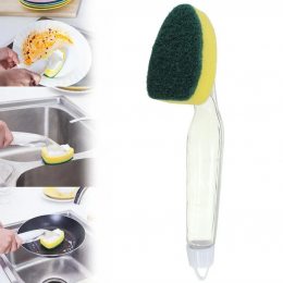 Губка для миття посуду з ручкою і ємність для миючого засобу! (205)