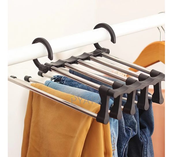 Вішалка для брюк new rack metal | Тремпель для штанів 5 в 1 | Плечики для одягу чорна (225)