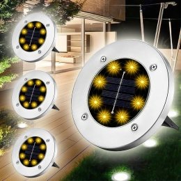 Фонарь на солнечной батарее MAXI DISC LIGHT 4 шт, с штыками для газона, водонепроницаемый (206)