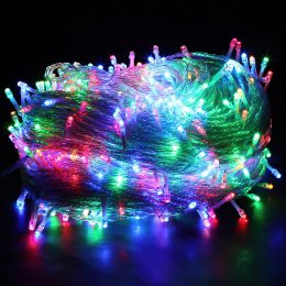Вулична гірлянда нитка 100 RGB LED, кольорова, білий провід, 10 м