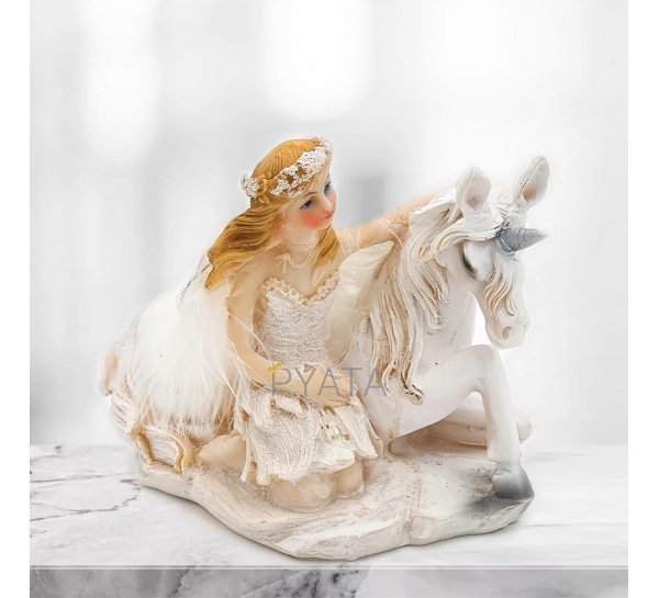 Декоративная статуэтка "Фея с единорогом", фигурка ангел и единорог  D-284