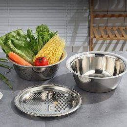 Терка-овочерізка Stainless steel multifunctional basin з нержавіючої сталі 3 в 1 (212)