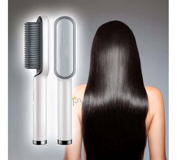 Расчёска для выпрямления волос с турмалиновым покрытием Hair Straightener HQT-909 Белый