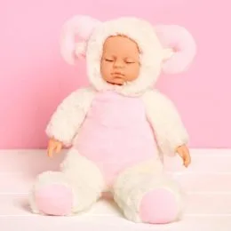 М'який сплячий пупсик у костюмі баранчика "Lovely Baby" 29х24 см білий (30/1)