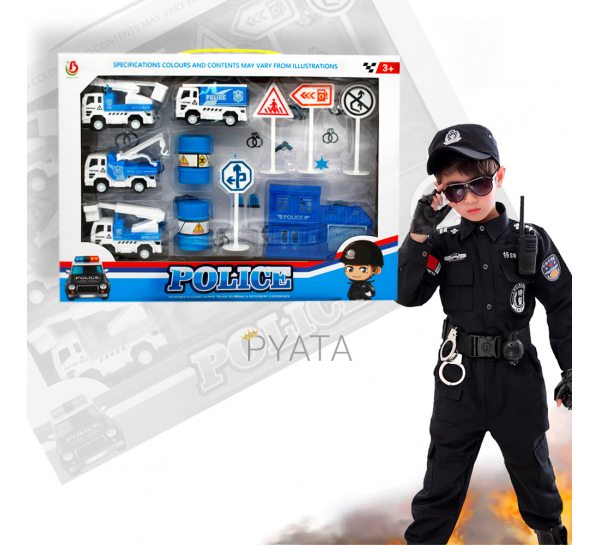 Игровой набор полицейский с машинками и знаками Police (В)