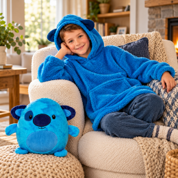 Детский плед толстовка халат с капюшоном и рукавами huggle pets hoodie, Синий коала (4409)