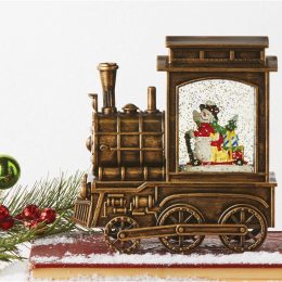 Снеговик в музыкальном поезде с подсветкой 17 см (624)