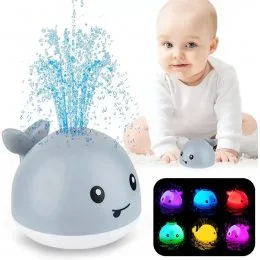 Іграшка для ванної Кит з фонтаном та підсвічуванням Spray Water Bath Toy Сірий (225)