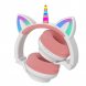 Бездротові LED навушники Єдиноріг з котячими вушками Рожеві (626)