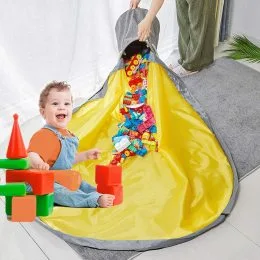 Корзина для игрушек с игровым ковриком, органайзер Желтый (205)