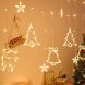 Світлодіодна новорічна гірлянда штора Ялинка Олень Дзвіночок з пультом 12 предметів (212)