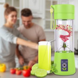 Портативний міні блендер шейкер Smart Juice Cup Fruits USB 4 ножа, Зелений